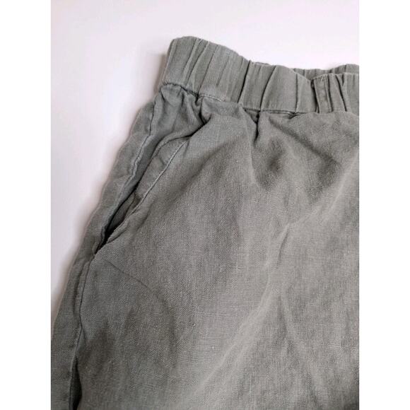 Poetry Linen Balloon Barrel Pants Green Size 14 Cropped Lagenlook Boho - Picture 4 of 11